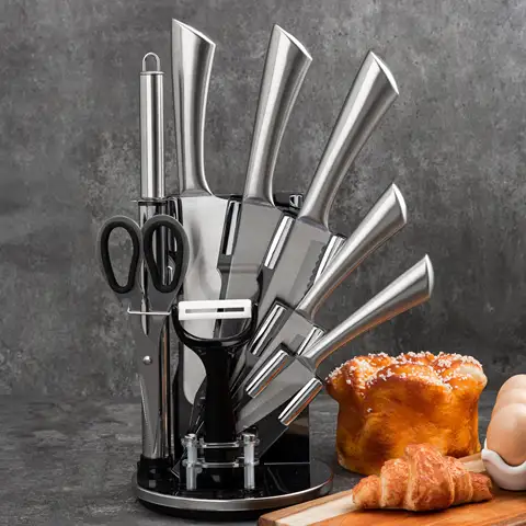 Ensemble de 9 couteaux de cuisine en acier inoxydable